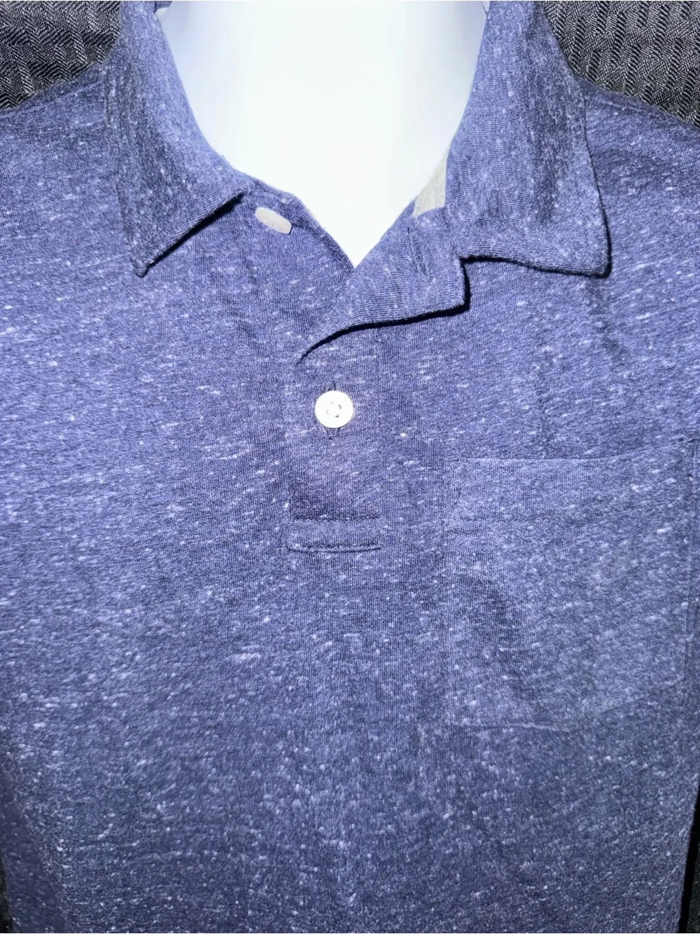 Old Navy Heathered Navy Blue Polo - Short Sleeve Kids
